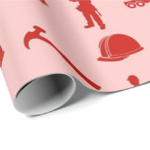 Papier Cadeau Motif de construction rouge (Coin rond)