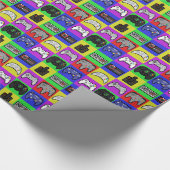 Papier Cadeau Motif de contrôleur Pixel Retro Rainbow Gamer (Coin)