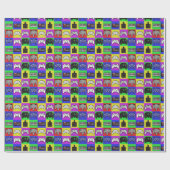 Papier Cadeau Motif de contrôleur Pixel Retro Rainbow Gamer (Plat)