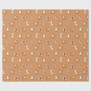 Papier Cadeau Motif de cookie de Noël en pain d'épices de chien