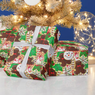 Papier Cadeau Motif de cookies de sucre de Noël