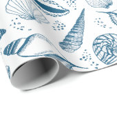 Papier Cadeau Motif de coque de mer (Coin rond)
