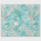 Papier Cadeau Motif de corail côtier de luxe (Plat)