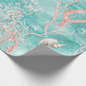 Papier Cadeau Motif de corail côtier de luxe (Coin)
