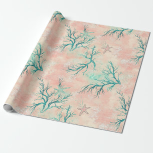Papier Cadeau Motif de corail de plage estivale