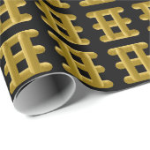 Papier Cadeau Motif de cordon doré câblé sur fond noir (Coin rond)