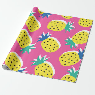 Papier Cadeau motif de couleurs folles de fruits d'ananas sans
