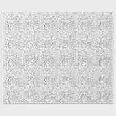 Papier Cadeau Motif de courbe noir peint à la main sur blanc (Plat)