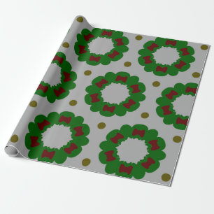 Papier Cadeau Motif de couronne de Noël