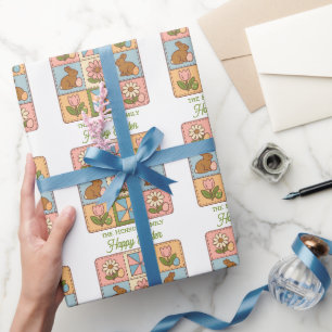 Papier Cadeau Motif de courte de Pâques lapin heureux mignon 