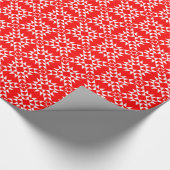 Papier Cadeau Motif de courtepointe 01 - Blanc sur rouge (Coin)