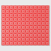 Papier Cadeau Motif de courtepointe 01 - Blanc sur rouge (Plat)