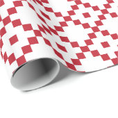Papier Cadeau Motif de courtepointe rouge Noël (Coin rond)