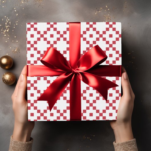Papier Cadeau Motif de courtepointe rouge Noël
