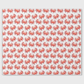 Papier Cadeau Motif de crabe d'aquarelle de plage d'amusement (Plat)