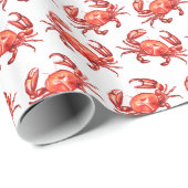 Papier Cadeau Motif de crabe d'aquarelle de plage d'amusement (Coin rond)