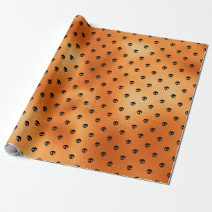 Papier Cadeau Motif de crâne noir et cuivre effrayant