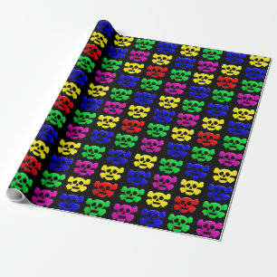 Papier Cadeau Motif de crânes colorés