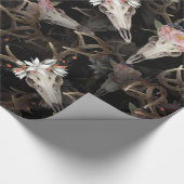 Papier Cadeau Motif de crânes de cerfs de fleurs (Coin)