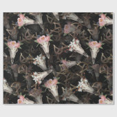 Papier Cadeau Motif de crânes de cerfs de fleurs (Plat)