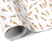 Papier Cadeau Motif de crème glacée cône (Coin rond)