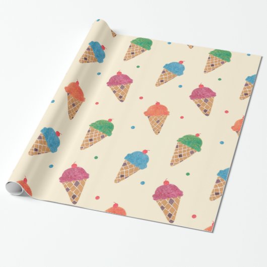 Papier Cadeau Motif de crème glacée d'amusement (Déroulé)