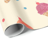 Papier Cadeau Motif de crème glacée d'amusement (Coin rond)
