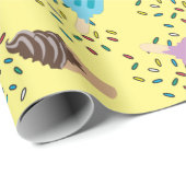 Papier Cadeau Motif de crème glacée d'été coloré (Coin rond)
