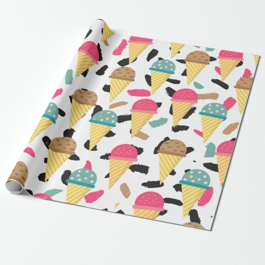 Papier Cadeau Motif de crème glacée mignonne (Déroulé)