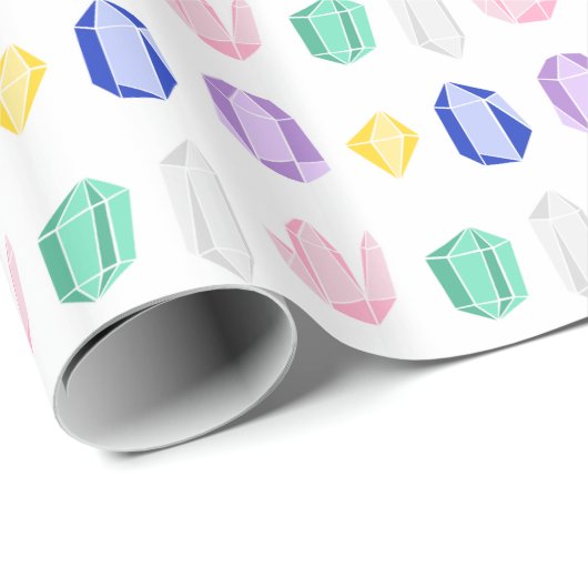 Papier Cadeau Motif de cristaux colorés (Coin rond)