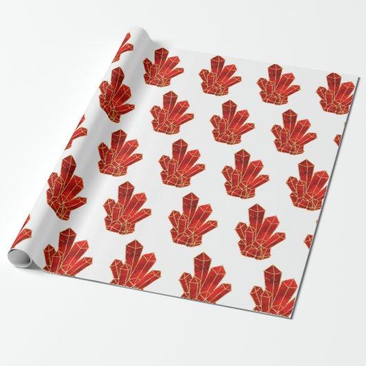Papier Cadeau Motif de cristaux rouges (Déroulé)
