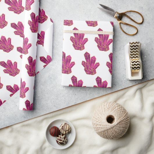 Papier Cadeau Motif de cristaux violets (Artisanat)