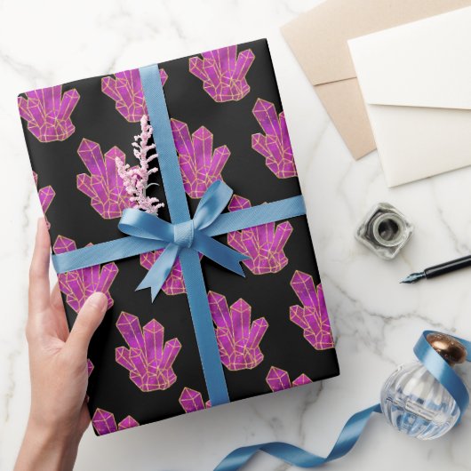 Papier Cadeau Motif de cristaux violets (Cadeaux)