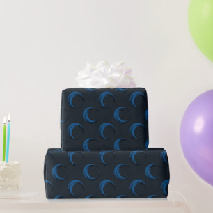 Papier Cadeau Motif de croissants de lune bleus et noirs pour Ha