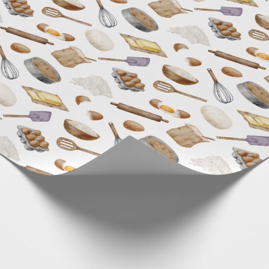 Papier Cadeau Motif de cuisson aquarelle (Coin)