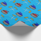 Papier Cadeau motif de curling bleu ciel (Coin)