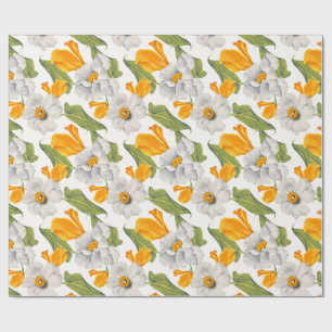 Papier Cadeau Motif de daffodiques blancs de Californie