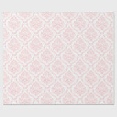 Papier Cadeau Motif de Damas Floral rose pâle sur blanc (Plat)
