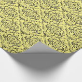 Papier Cadeau Motif de Damas Jaune Noir (Coin)