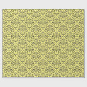 Papier Cadeau Motif de Damas Jaune Noir (Plat)
