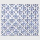 Papier Cadeau Motif de damassé de Flourish - bleu (Plat)