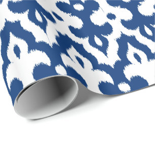 Papier Cadeau Motif de damassé d'Ikat de Marocain, bleu de