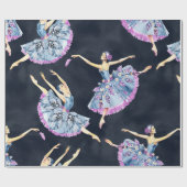 Papier Cadeau Motif de danse de ballet, aquarelle pai (Plat)