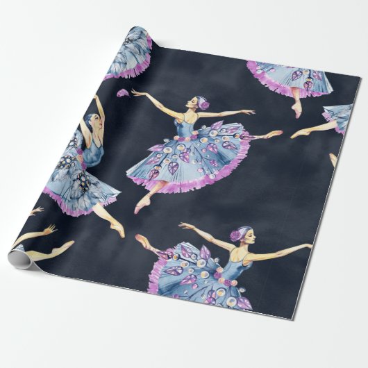 Papier Cadeau Motif de danse de ballet, aquarelle pai (Déroulé)