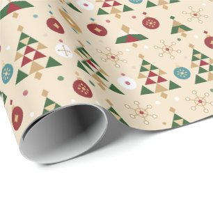 Papier Cadeau Motif de décoration de Noël festif pour arbre