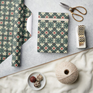 Papier Cadeau Motif de démarrage géométrique rétro en Crème, Rou