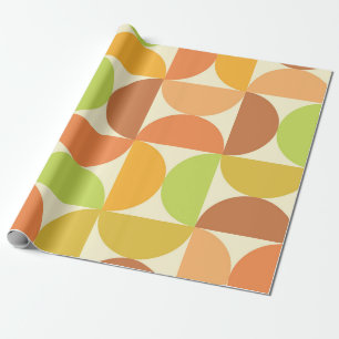 Papier Cadeau Motif de demi-cercles colorés du milieu du siècle