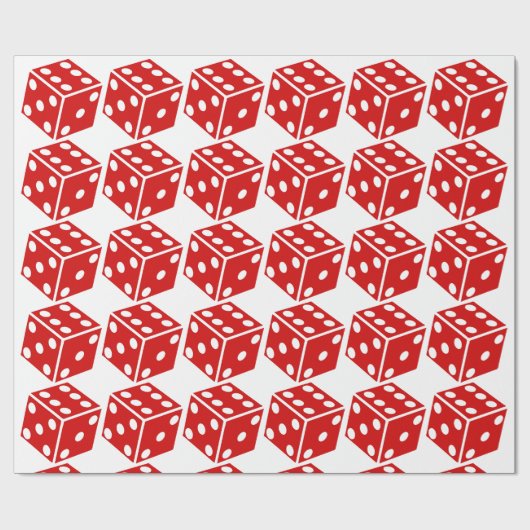 Papier Cadeau Motif de dés blanc rouge emballage papier jeu (Plat)