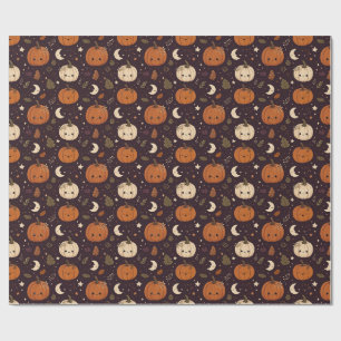 Papier Cadeau Motif de dessin animé de citrouille mignon d'Hallo