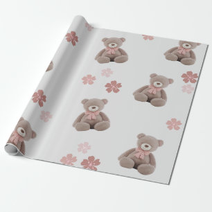 Papier Cadeau Motif de dessin animé rose ours